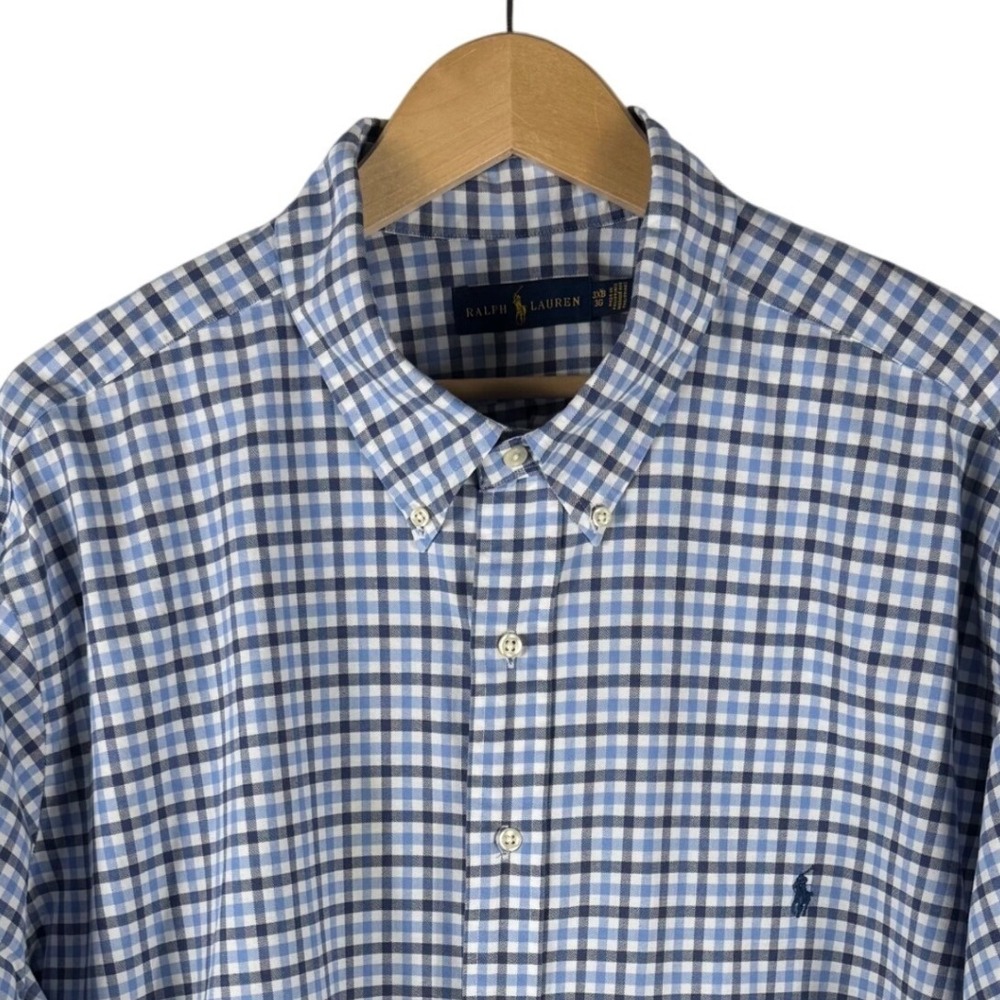 Ralph Lauren Gingham Check Oxford Shirt Mens 3XB Cotton Blue Button Down Pony